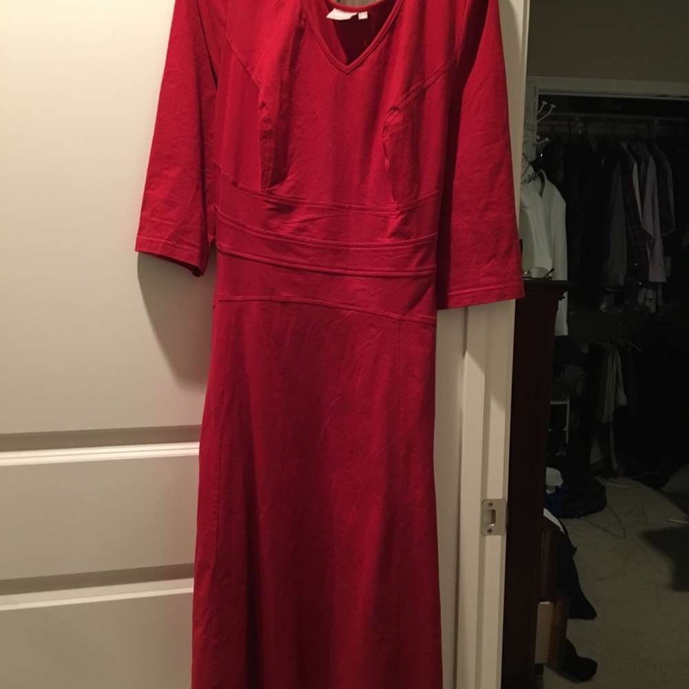 Beautiful Red Eshakti Dress 1x 18W Knit w/Pockets!